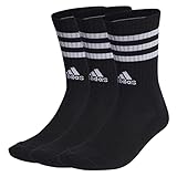 adidas Unisex 3-Streifen Cushioned Crew Socken, 3 Paar Black/White 37-39
