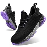 SPIEZ Sicherheitsschuhe Damen Leicht rutschfest Arbeitsschuhe für Damen Sicherheitsschuhe Mit Dämpfung für Arbeit und Alltag Schwarz Lila EU 38