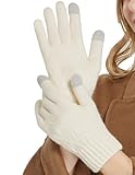 QICEDER Winterhandschuhe für Damen Touchscreen Handschuhe Strick Fingerhandschuhe Sport Warm und Winddicht Winterhandschuhe (Weiß)
