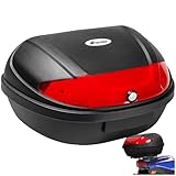 tectake® Motorradkoffer, Gepäckträger, Topcase abschließbar für 2X Helm Motorrad, Mofa Helm, Moped Helm, passend für Roller, Moped, e Roller, Transport Box mit Schloss, Heckbox - 48 Liter Volumen