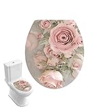 Teksome Toilettensitz-Aufkleber mit Blumenmuster, Blumen, WC-Abdeckung, Aufkleber, Selbstklebender Wandaufkleber, abnehmbar, Badezimmer-Aufkleber für WC, WC, WC