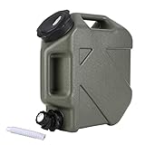 RUYI Wasserkanister mit Hahn und Schraubdeckel, Camping Wasserkanister BPA-frei Trinkwasserkanister, Tragbarer Wassertank mit Griff für Wohnwagen Picknick Wandern (10L, Armeegrün)