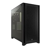 CORSAIR 4000D AIRFLOW Gehärtetes Glas Mid–Tower ATX–Gehäuse – Hohe Luftzirkulation – miditower management–System – Geräumiges Interieur – Zwei Mitgelieferte 120–mm–Lüfter – Schwarz