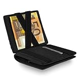 WEST - Magic Wallet mit AirTag Fach und großes Münzfach - Portmonee inklusive edler Geschenkbox - Geldbeutel AirTag Wallet Herren - Geldbörse RFID Datenschutz - Smart Wallet (Schwarz)