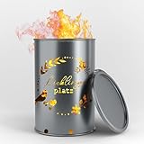 Fuchsbau Feuertonnen Feuertonne mit - Lieblingsplatz - Motiv - Gefertigt aus neuem Ölfass - Besondere Feuerstelle für Garten und Terrasse - Hohe Feuerschale mit Rostoptik - 90 x 60 cm