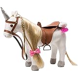 BEJOY Plüsch Pferd Spielzeug, Kämmpferd Plüschpferd Plüsch Spielzeug mit Sattel, Zaumzeug und Baumwolltuch, Pretend Play Pferd Geschenk für Mädchen Kinder, 28cm Einhorn Weiß