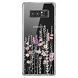 Kaywzo Hülle für Samsung Galaxy Note 8,Transparent TPU Handyhülle mit Gemälde Blume Muster,Ultradünn Stoßfester Schutzhülle,Schön Silikon Cover Case-3