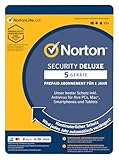 Norton Virenscanner Programm / Security Deluxe 5 Geräte / 1 Jahr - DOWNLOAD - Inklusive Antiviren Software - für Windows, Mac, Android, iOS / OHNE ABO