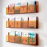 Zeitschriftenhalter aus Acryl, zur Wandmontage, transparent, Prospektständer & Comic-Präsentationsständer für Zuhause, Büro, 40,6 - 129,4 cm, stilvoll für Literatur und Aufzeichnungen, Orange, 3 Stück