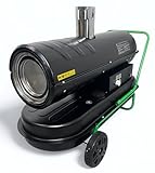 30 kW indirekte Diesel Heizkanone VM-30Di | großer 56l Tank | 1.500 m³/h Luftdurchsatz | geeignet für 310m² Flächen | Ölheizer mit Schornstein zur separten Abgasführung | Ideal als Werkstattheizung