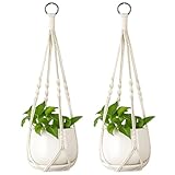 ALLY-MAGIC Makramee Blumenampel Hängend Innen, Boho Außen Pflanzenampel, Hängetopf Pflanzenaufhänger Hängepflanzen Übertopf Hänge Pflanzen Planter Hanger Ampel Balkone E21HPWD