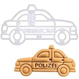 BAKERLOGY Streifenwagen der Polizei Ausstechform - Detailliertes Keksausstecher-Design zum Backen und Basteln, ideal für Fondant, Teig, Ton