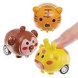 Baker Ross FX662 Dschungeltier-Rückzieh-Renner - 6er-Packung, Rennspielzeug für Kinderpartytüten