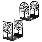 feyiubmen Buchstütze aus Metall (4 Stück) 17x12x9cm Stabile Buchstützen aus Zwei schwarzen Stahlstangen - Praktisches Accessoire für Ihr Zuhause