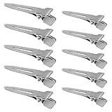 WeddHuis EnteBill 10 Stück Haarspangen Haarclips Haarklemmen Friseur Alligator Clips Metall Haarklammern Damen Spangen Friseursalon Mädchen Haarstyling DIY (5,5/4,5 cm) (Silber)