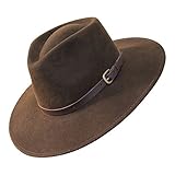 Borges & Scott B&S Premium Lewis - Fedora Hut mit breiter Krempe - 100% Wollfilz - wasserfest - Lederband - 58cm Dunkelbraun