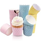 Cupcake Wrapper, 150 Stück Muffinförmchen Papier Cupcake Liner Fall Wrapper Cupcake Backbecher Papierkuchen für Backtage Geburtstage Hochzeiten Partys Halloween (Polka Dots, 150pcs)