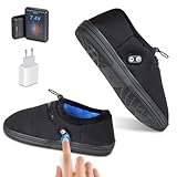 Amiable Beheizbare Hausschuhe Damen Herren, 7.4V Fusswärmer mit 3000mAh Wiederaufladbar Akku, 4 Temperaturen, Sperrmodus, Beheizbare Schuhe, Wärmeschuhe fußwärmer für kalte Füße- Mit Ladestecker(M)