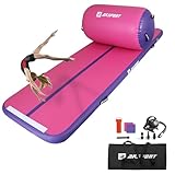 AKSPORT Airtrack mit Air Roll Aufblasbar Gymnastikmatte Turnmatte Air Tracking Matte 3m mit rolle mit Luftpumpe für Hause/Yoga/Cheerleading/Tumbling/Rückwärtsbeugen