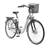 TELEFUNKEN E-Bike Damen 28 Zoll Elektrofahrrad - 3-Gang Shimano Nabenschaltung mit Rücktritt, Pedelec Citybike Alu mit Fahrradkorb, Frontmotor 250W /10,4Ah / 36V Sitzrohrakku, RC830 Multitalent