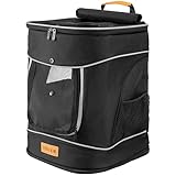 CADOCA® Haustierrucksack bis 20 kg verstellbare Gurte faltbar Kurzleine Haustier Tragetasche Hunderucksack Katzenrucksack Katze Hund Rucksack Schwarz