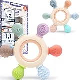 Okonkn Beißring Baby,Zahnungshilfe Baby-Baby Spielzeug 3-6-12 Monate Bpa-Frei Silikon Baby Zubehör Für Jungen Und Mädchen (1 Stück-A) (2 Stück-A)