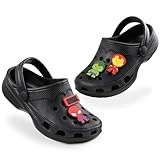 Marvel Clogs mit abnehmbaren Anhängern, Kinder Sandalen Strandschuhe Kinder - Geschenke für Jungs (Schwarz Avengers, 32 EU)