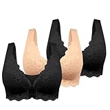 3 x bügellose BHs für Damen, nahtlos, bügellos, volle Abdeckung, Bralettes für Damen, mit Bügel, gepolsterter Komfort-BH für den Alltag, T, 3XL
