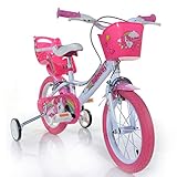 Einhorn Kinderfahrrad Unicorn Mädchenfahrrad – 14 Zoll| Original | Kinderrad mit Stützrädern, Puppensitz und Fahrradkorb - Das Einhorn Fahrrad als Geschenk für Mädchen
