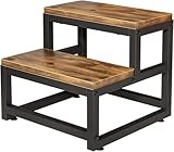 Wooruy Tritthocker aus Holz, stabil und praktisch, 2-Stufen-Hocker für Kinder und Erwachsene, Anti-Rutsch-Funktion, Stabiler Tritt, Sicherer Sitz, Badezimmer, Schlafzimmer, Balkon
