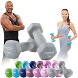 Miweba Sports Neopren Hantelset NKH100 | 𝐏𝐫𝐨𝐟𝐢 Hantel - Hexagon Hanteln Set - Kurzhanteln - Kurzhantel Set - Gymnastikhanteln - Hantel Set - Dumbbell - 0,5-10 Kg (2X 1.0 kg, Grau)