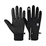 Luckywaqng Herren- und Damen-Rutsch-Handschuhe Winter Plus Warme Samt-Reithandschuhe mit Schnalle Burka (Black, L)