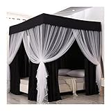 3UOOWWFA Baldachin, schwarz, 4 Eckpfosten, Betthimmel, Moskitonetz mit Unterstützung, Schattierung und Schlafzimmer-Bettvorhang, einfach zu installieren (Farbe: A-1, Größe: 120 x 200 x 200 cm) (A 2)