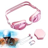 Generisch Schwimmbrille Anti -Nebel, Erwachsene Schwimmbrillen,Schutzbrille für Erwachsene | Wide View Anti -Scratch -Schutzmänner Training Diving Pool Nase Clip Ohrstöpsel Brille Set Set