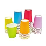 KYKEZ 60PCS Party Farbe Pappbecher, Farbe Einweg Pappbecher 250ml, Mehrfarbig Partybecher, Farbe Pappbecher Bunt für Hochzeit DIY Geburtstag Party, Heißen und Kalten Getränken (6 Farben)