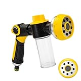 Iouyjiu Hochwertiger Gartenschlauch Sprühkopf - Gartenschlauch Duschkopf Mit Seifenspender Flasche - Verstellbare Reinigungswerkzeuge für Terrasse Rasen Einfahrt Outdoor Haustiere Duschen