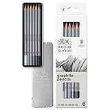 Winsor & Newton 490006 präzisions Bleistifte - Graphic , 6 Skizzierstifte in der Metallbox sortiert, 2H, HB, 2B, 4B, 6B, 8B, 1 stück (6er Pack)