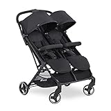 hauck Swift X Duo, Schwarz - Zwillingsbuggy für 2 Kinder ab Geburt bis je ca. 3 Jahren Max. 15 kg - Großer Korb - Einhändig Zusammenklappbar - Pannensichere Kunststoffräder - mit Liegefunktion