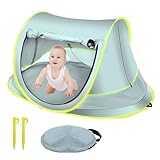 Strandmuschel Strandzelt Pop Up Strand Zelt, Sichtschutz Campingzelt für Familien Strand Camping,Schutz UPF 50+ Sun Shade Shelter für Indoor&Outdoor, Campingzelt Automatisches (Groß Blau)