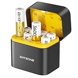 BATZONE Wiederaufladbare Lithium Akkus AA 8-Pack mit Ladegerät, 3600mWh Hohe Kapazität 1.5V AA Batterien, Lang anhaltende wiederaufladbare AA Li-ion Batterie mit Integrierter Charing Aufbewahrungsbox