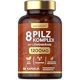 Pilz Komplex Kapseln 1200mg mit Lions Mane, Cordyceps, Chaga, Shiitake, Reishi, Maitake, Shaggy Mane & Oyster | 120 Pulver Kapseln | Vegane | von Horbaach