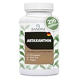 Bandini® Pure Astaxanthin 8 mg pro Kapsel, 270 Kapseln, 9 Monate Vorrat (1 Kapsel pro Tag), Alge Haematococcus Pluvialis - Natürliches Astaxanthin, frei von Magnesiumstearat, GMO-frei