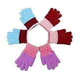 minkissy 3Paare Winterhandschuhe Warmem Plüsch Vollfinger Strickhandschuhe für Jungen für Kalte Zufällige Farben Langlebig