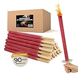Bolson Wachsfackeln 90 Min (10 Stk.) Gartenfackel aus Wachs mit Handschutz & Griff für Kinder & Erwachsene - in Deutschland hergestellte Fackel für Draußen - ideal f. Fackelwanderung, Garten, Outdoor