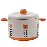 Jaamyears Zwiebelsuppenschalen, 500 ml, niedliche Suppentasse mit Griffen und Deckel, Keramik-Suppentöpfe, ofenfest