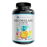 Bromelain - 1000 mg (10.000 F.I.P) pro Tagesdosis - 120 magensaftresistente Kapseln - Hochwirksames Enzym aus Ananasextrakt - Made in Germany - Vegan