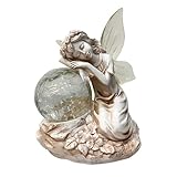 SYFUNLV Solar Gartenfiguren,Liegende Elfe Gartendeko,Solarlampen für Außen Garten Kugel,RGB Farbewechsel,18,5cm,Harz Elfen Gartendeko,Draußen mit Wetterfest Solarlampe,für Garten,Terrasse (Stil 2)