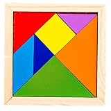 Fulenyi Tangram Puzzle für Kinder, Reisespiele aus Holz, Tangram für Kinder im Auto, bunt, pädagogisches Geschenk für Kinder von 4 bis 8 Jahren