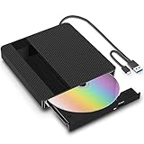 BNEHHOV Externes CD/DVD Laufwerk Extern mit USB 3.0 Type-C Externer DVD Brenner CD/DVD +/-RW Tragbar Laufwerk für Laptop Desktop PC und Mac OS für MacBook für Windows 11/10/8/7/XP Linux OS