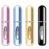 Leikedun 4 Stück 5ml Parfümzerstäuber Nachfüllbar Leer Reise Parfüm Zerstäuber, Mini Portable Sprühflasche mit Fenster für Handtasche, Reisen, Ferien, Flugreisen (4pc 5ml)